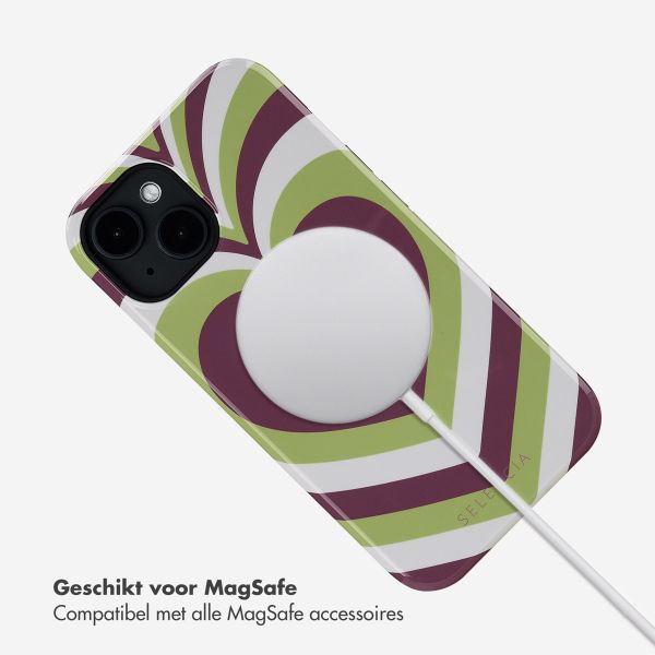 Selencia Vivid Tough Backcover met MagSafe iPhone 14 - Double Hearts Plum Fern