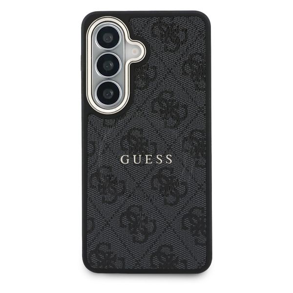 Guess 4G Leather Backcover met MagSafe Samsung Galaxy S26 - Gold Edge - Black