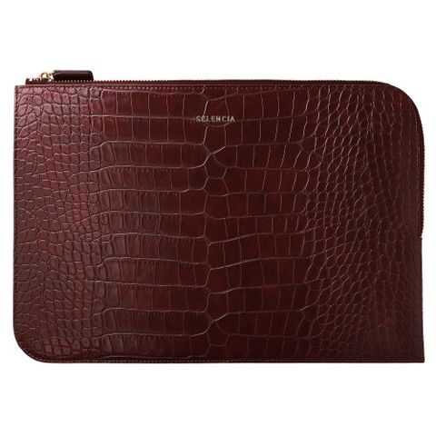 Selencia Croco Laptophoes 13 inch - Laptopsleeve - Burgundy