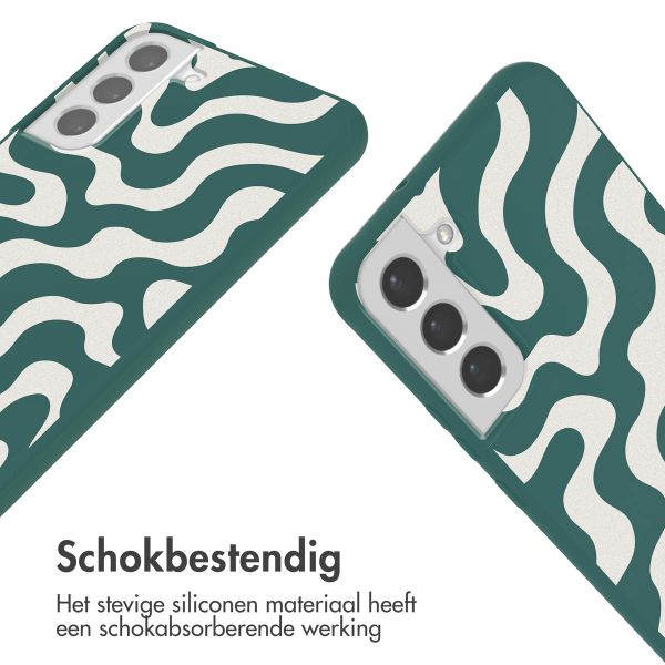 imoshion Siliconen design hoesje met koord Samsung Galaxy S22 - Petrol Green Groovy