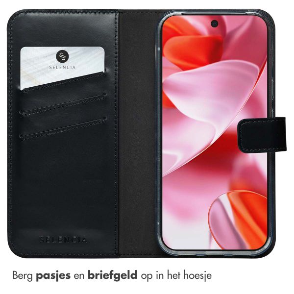 Selencia Echt Leren Bookcase Google Pixel 10 / 10 Pro - Zwart
