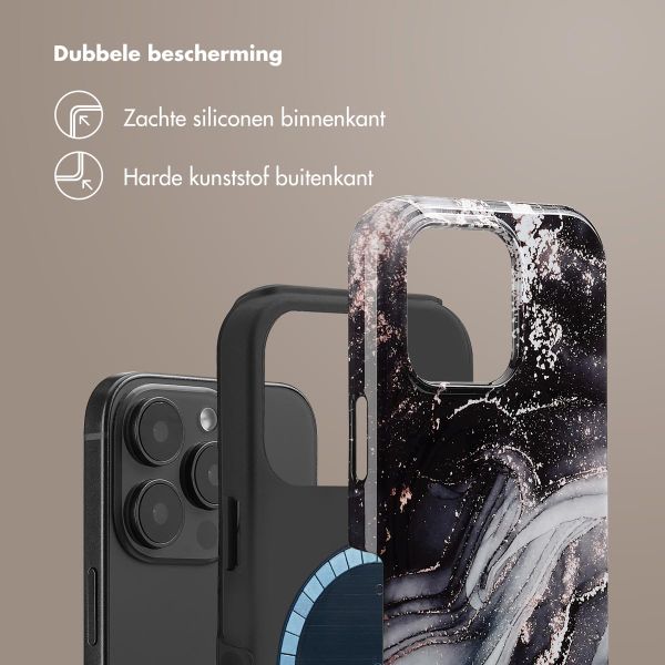 Selencia Vivid Tough Backcover met MagSafe iPhone 16 Pro - Chic Marble Black