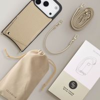 Selencia Nova Phone Case with Cord and Card Holder Apple iPhone 17 Pro - Beige