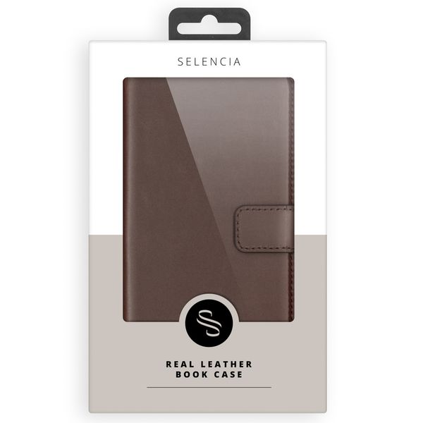 Selencia Echt Leren Bookcase Apple iPhone 12 (Pro) - Bruin