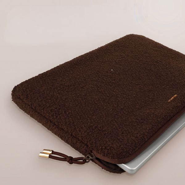 Selencia Teddy Laptophoes 15-16 inch - Laptopsleeve - Choco Brown