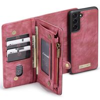 CaseMe Luxe Lederen 2 in 1 Portemonnee Bookcase Samsung Galaxy S22 - Rood