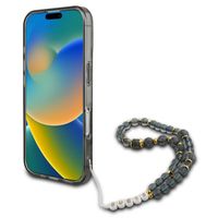 Guess MagSafe IML Flowers Case met beads strap Apple iPhone 16 - Zwart