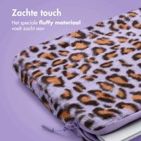 imoshion Fluffy Laptop hoes 13-14 inch - Laptopsleeve - Leopard Lilac