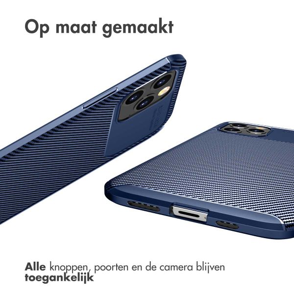 imoshion Carbon Softcase Backcover iPhone 12 (Pro) - Blauw