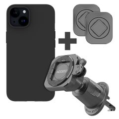 Accezz EasyLock telefoonhouder auto - inclusief hoesje Apple iPhone 15 - Ventilatierooster - 360 graden draaibaar - Zwart