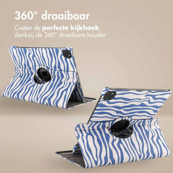imoshion 360° Draaibare Design Bookcase Apple iPad Air 13 inch (2025) M3 / (2024) M2 - White Blue Stripes
