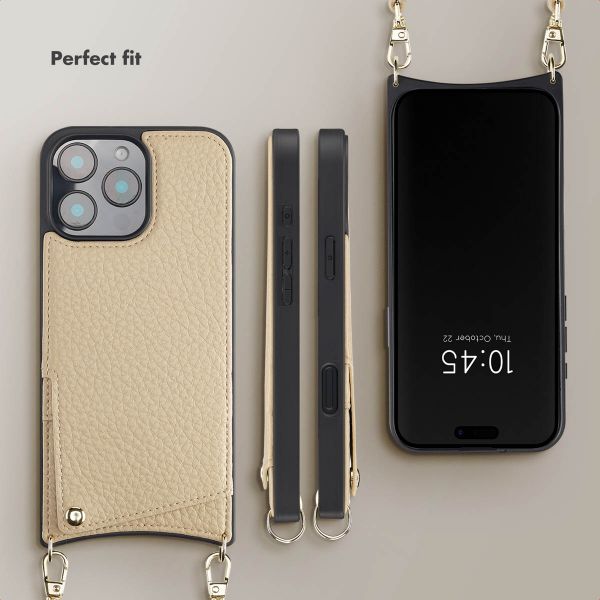 Selencia Nova Phone Case with Cord and Card Holder Apple iPhone 16 Pro Max - Beige