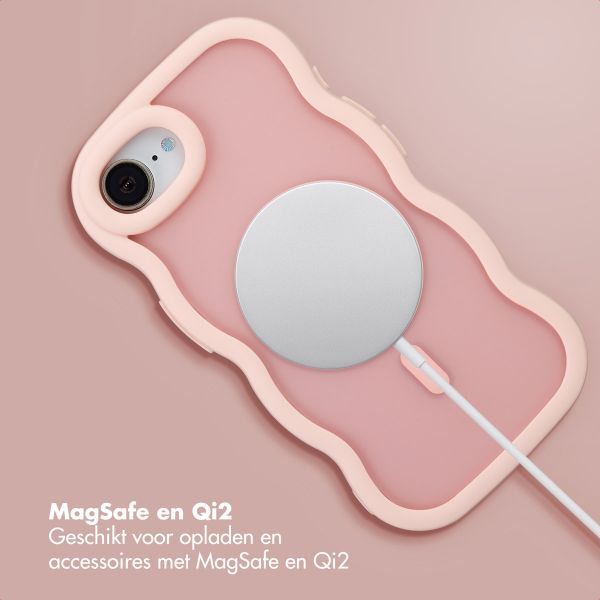 Selencia Wavy Backcover met MagSafe Apple iPhone 16e - Soft Pink