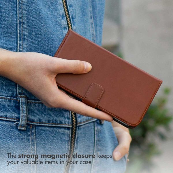 Selencia Genuine Leather Book Case Apple iPhone 16 Pro Max - Light brown