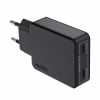 Accezz Ultra Slim GaN Oplader - 2x USB-C - 65W - Zwart