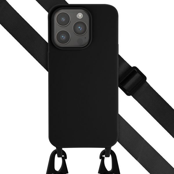 Selencia Siliconen hoesje met afneembaar koord Apple iPhone 15 Pro - Zwart
