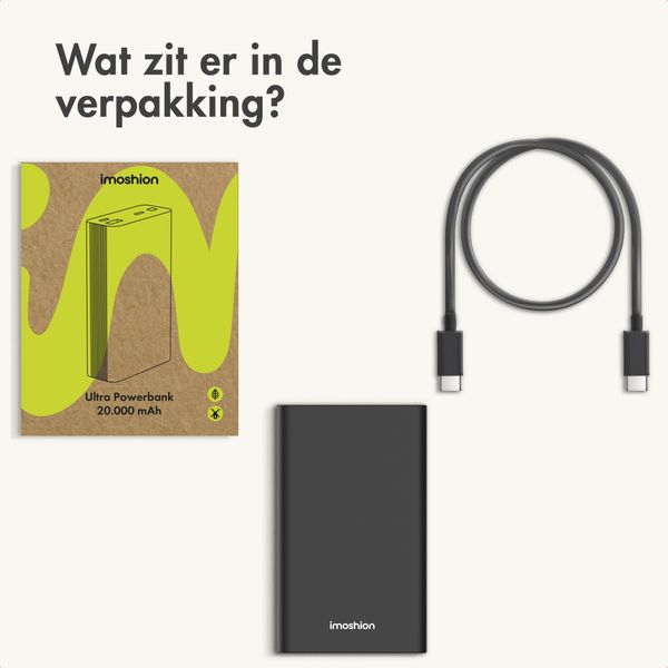 imoshion Ultra Series Aluminium Powerbank 20.000 mAh - Quick Charge en Power Delivery - Zwart