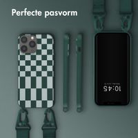 Selencia Siliconen design hoesje met afneembaar koord Apple iPhone 13 Pro Max - Irregular Check Green