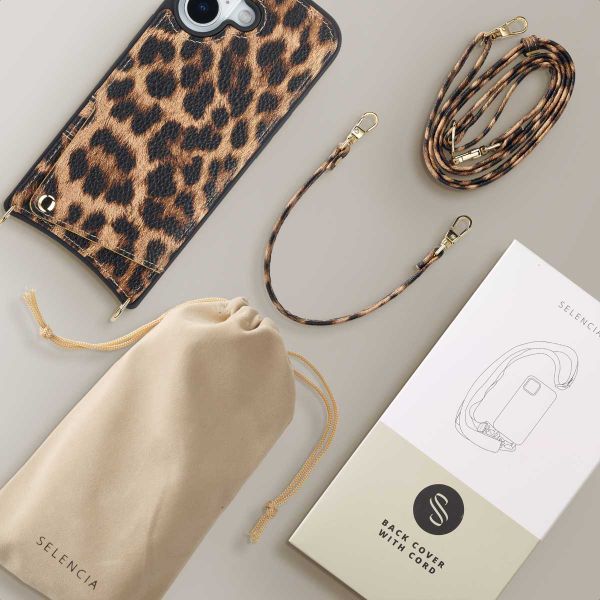 Selencia Nova Phone Case with Cord and Card Holder Apple iPhone 17 - Leopard
