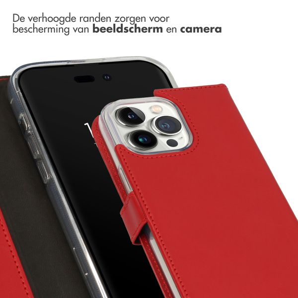 Selencia Echt Lederen Bookcase iPhone 14 Pro Max - Rood