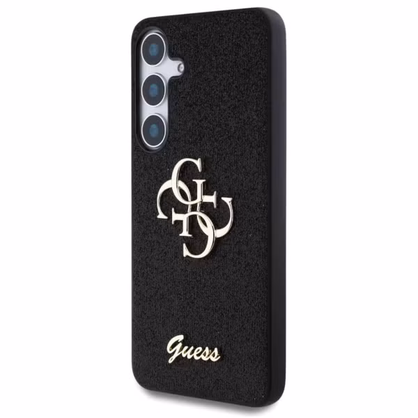 Guess 4G Metal Logo Glitter Backcover Samsung Galaxy S25 Plus - Zwart