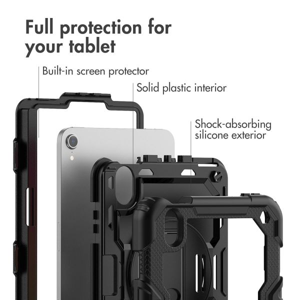 Accezz Rugged Back Cover with shoulder strap Apple iPad Mini 7 (2024) / iPad Mini 6 (2021) - Black
