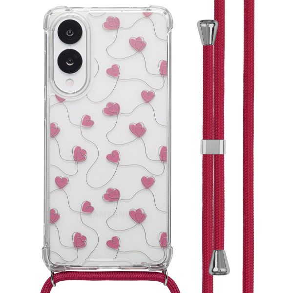 imoshion Design hoesje met koord Samsung Galaxy S25 Edge - Dusty Rose Connected Hearts