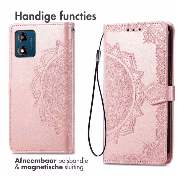 imoshion Mandala Bookcase Motorola Moto E13 - Rosé Goud