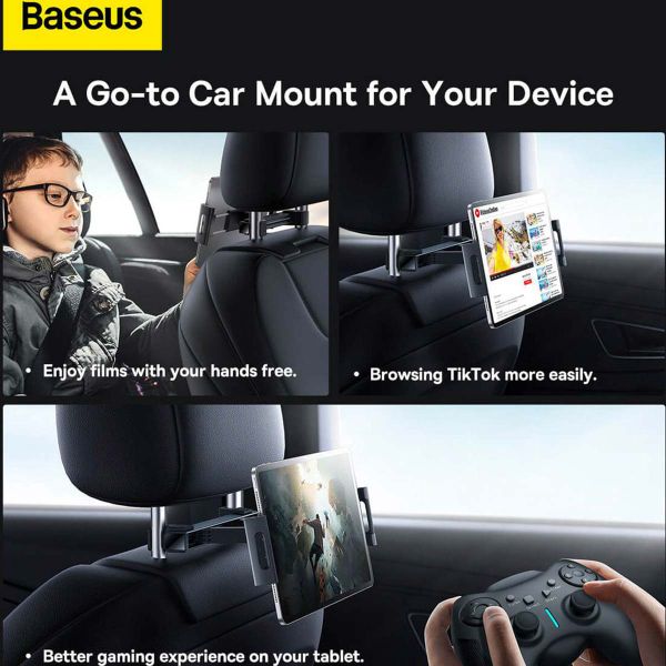 Baseus Joyride Pro Series Car Backseat Mount - 360 graden draaibaar - Voor tablet en telefoon - Zwart