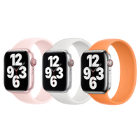 Apple 3 Pack Siliconen solobandje Apple Watch | 38/40/41/42 mm - Maat 6 - Light pink/ White/ Marigold