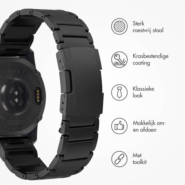 Accezz Mat Titanium bandje  - Garmin 22 mm aansluiting - Zwart