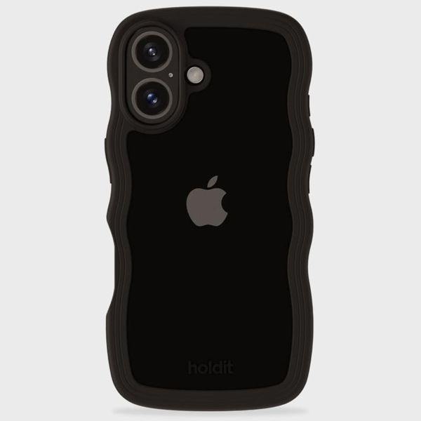 Holdit Wavy Case iPhone 16 - Black / Transparent