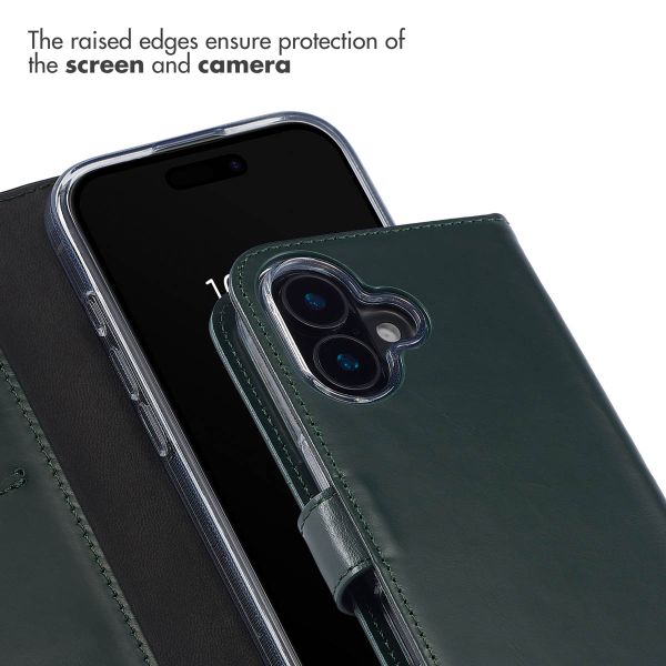 Selencia Genuine Leather Book Case Apple iPhone 16 - Green