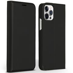 Accezz Premium Leather Slim Bookcase iPhone 12 (Pro) - Zwart