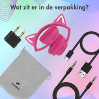 imoshion Kids LED Light Cat Ear Bluetooth Headphones - Kinder koptelefoon - Draadloze koptelefoon + AUX kabel - Hot Pink