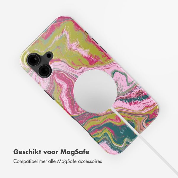 Selencia Vivid Tough Backcover met MagSafe iPhone 16 - Marble Pink