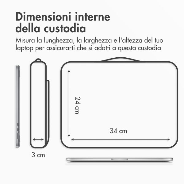 imoshion Laptop hoes 13-14 inch - Laptopsleeve met handvat - Geschikt voor laptops van 13-14 inch - Grijs