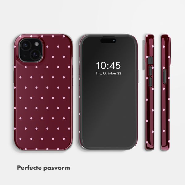 Selencia Vivid Backcover met MagSafe Apple iPhone 15 - Happy Dots Burgundy