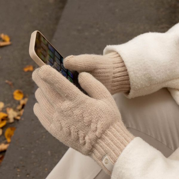 Selencia Wol Look Touchscreen Handschoenen - Vrouwen - Maat M - Beige