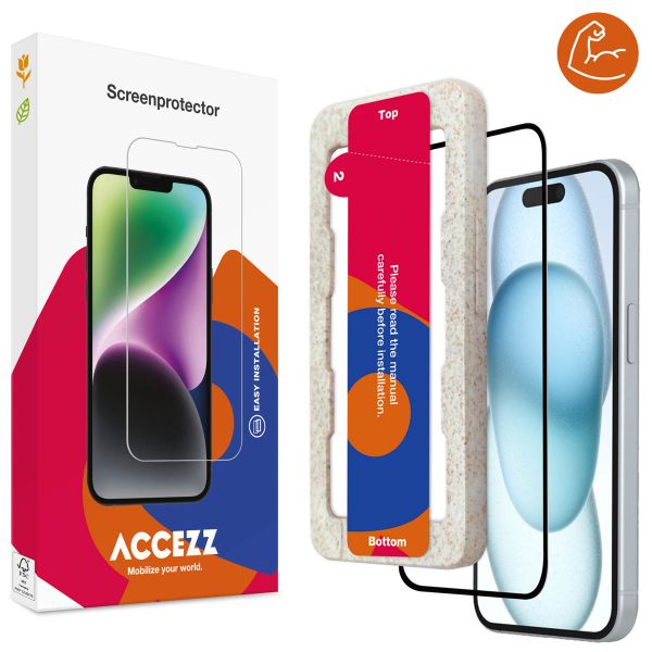 Accezz Triple Strong Full Cover Glas Screenprotector met applicator iPhone 15 Plus - Transparant