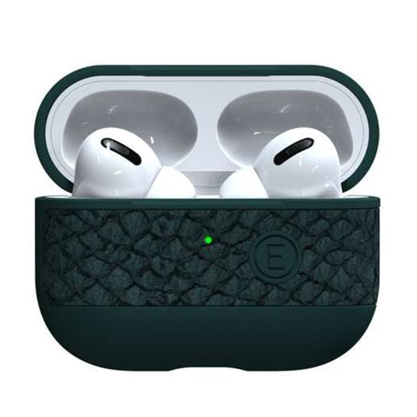 Njorð Collections Salmon Leather Case Apple AirPods Pro 1 / Pro 2 - Dark Green