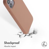 Accezz Liquid Silicone Back Cover with MagSafe Apple iPhone 12 (Pro) - Light brown