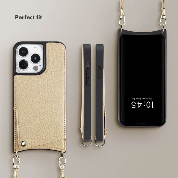 Selencia Nova Phone Case with Cord and Card Holder Apple iPhone 13 Pro - Beige