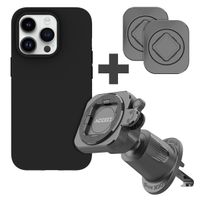 Accezz EasyLock telefoonhouder auto - inclusief hoesje Apple iPhone 15 Pro - Ventilatierooster - 360 graden draaibaar - Zwart