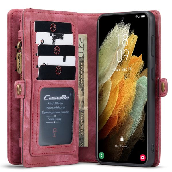 CaseMe Luxe Lederen 2 in 1 Portemonnee Bookcase Samsung Galaxy S21