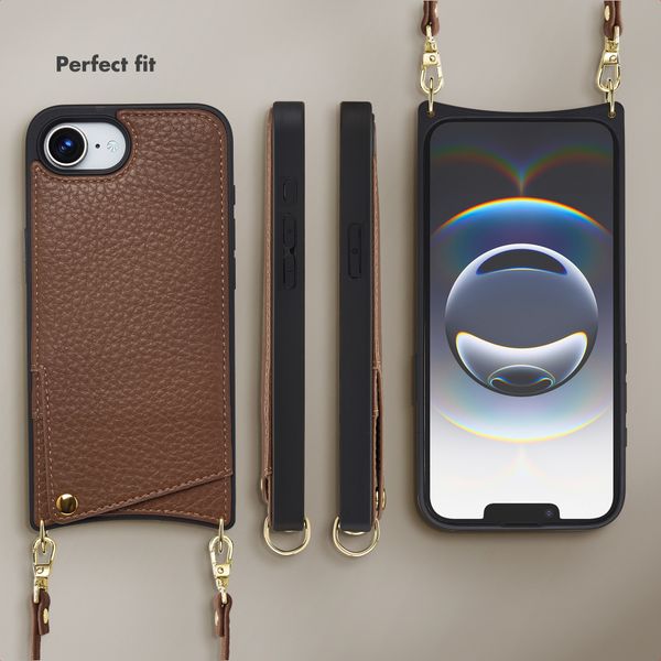 Selencia Nova Phone Case with Cord and Card Holder Apple iPhone 17e / 16e - Mocha Brown