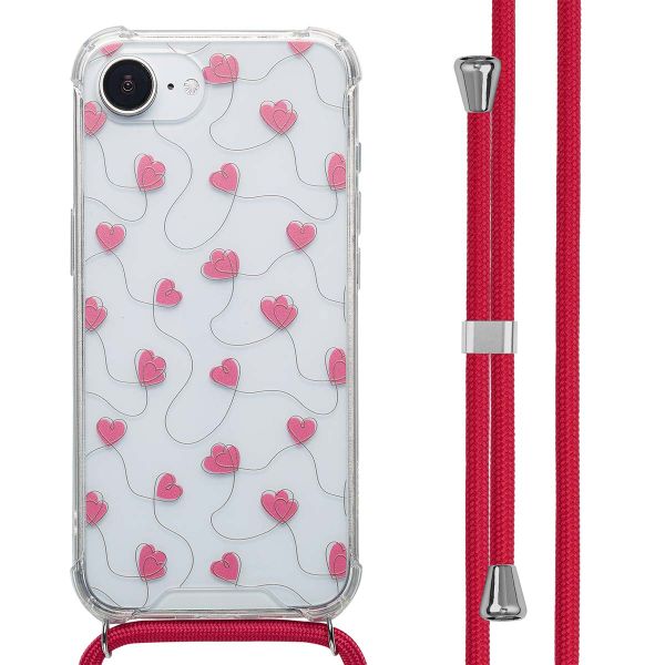imoshion Design hoesje met koord Apple iPhone 16e - Dusty Rose Connected Hearts