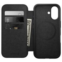 Nomad Modern Leather Folio Bookcase iPhone 16 - Black