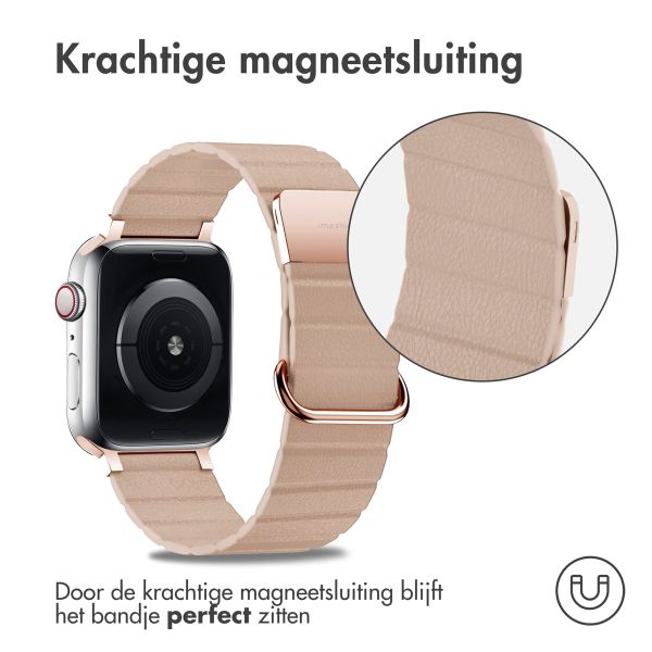 imoshion Magnetisch lederen bandje Apple Watch Series 1 t/m 9 / SE (38/40/41 mm) | Series 10 / 11 (42 mm) - Beige