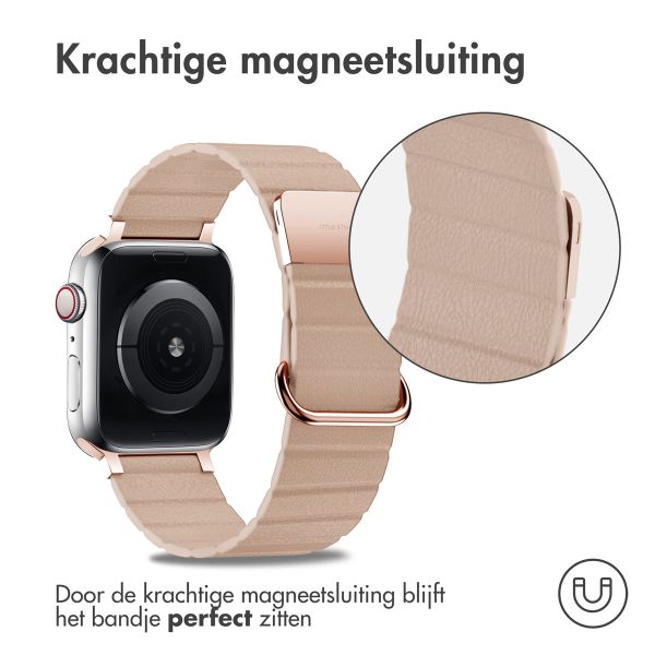 imoshion Magnetisch lederen bandje Apple Watch Series 1 t/m 9 / SE (38/40/41 mm) | Series 10 (42 mm) - Beige